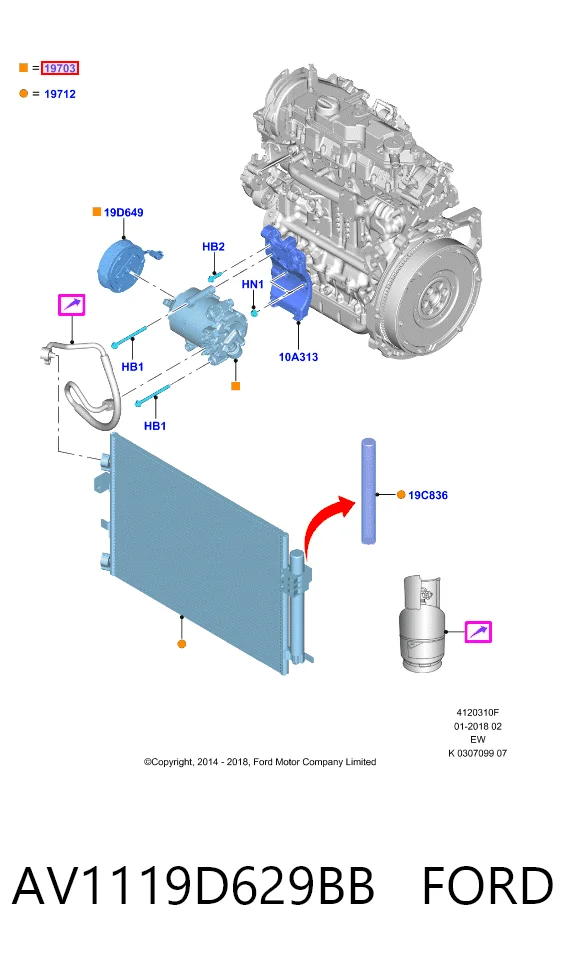 AV1119D629BB Ford Compressor de aparelho de ar condicionado