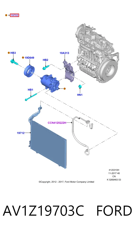AV1Z19703C Ford Compressor de aparelho de ar condicionado