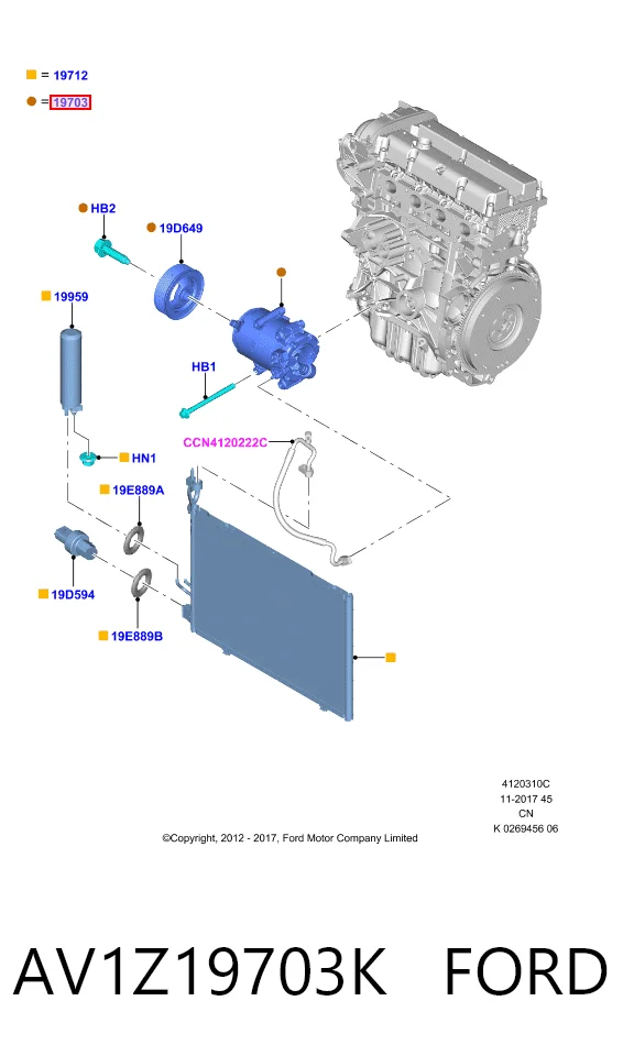 AV1Z19703K Ford Compressor de aparelho de ar condicionado