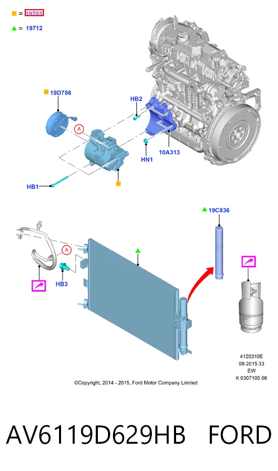 AV6119D629HB Ford Compressor de aparelho de ar condicionado