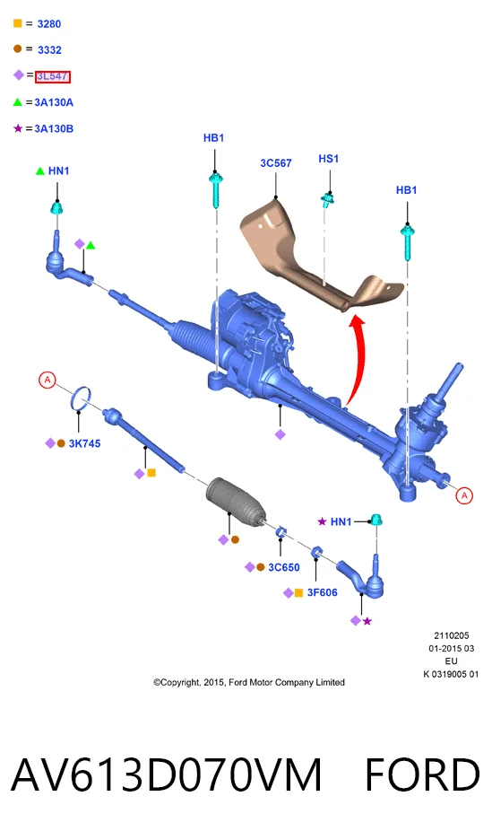 Cremalheira da direção para Ford Kuga II CBS