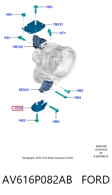 AV616P082AB Ford Coxim (suporte) traseiro de motor
