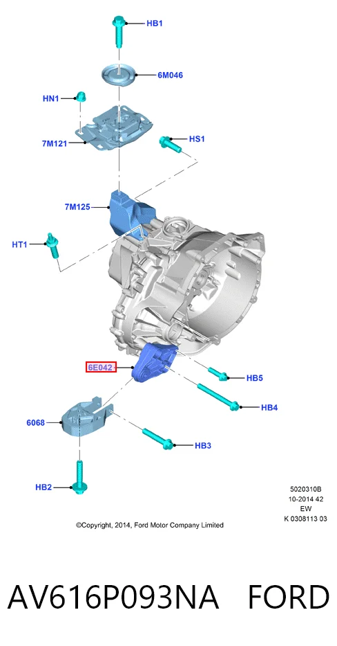 AV616P093NA Ford Consola de coxim da Caixa de Mudança