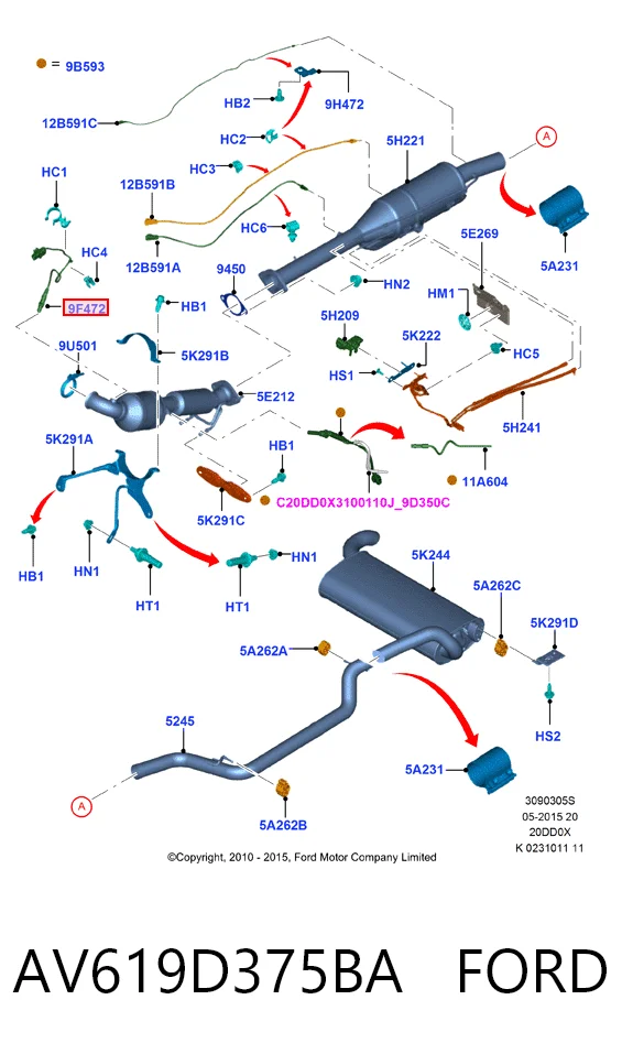 AV619D375BA Ford Sonda lambda, sensor de oxigênio