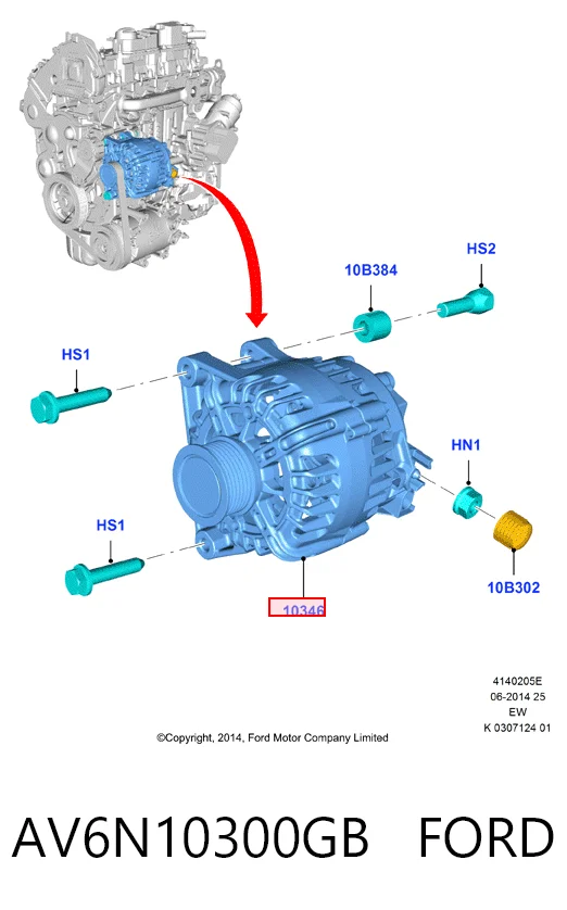 AV6N10300GB Ford Gerador