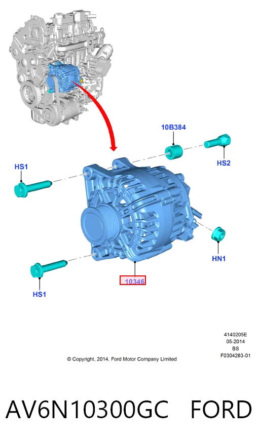 AV6N10300GC Ford Gerador