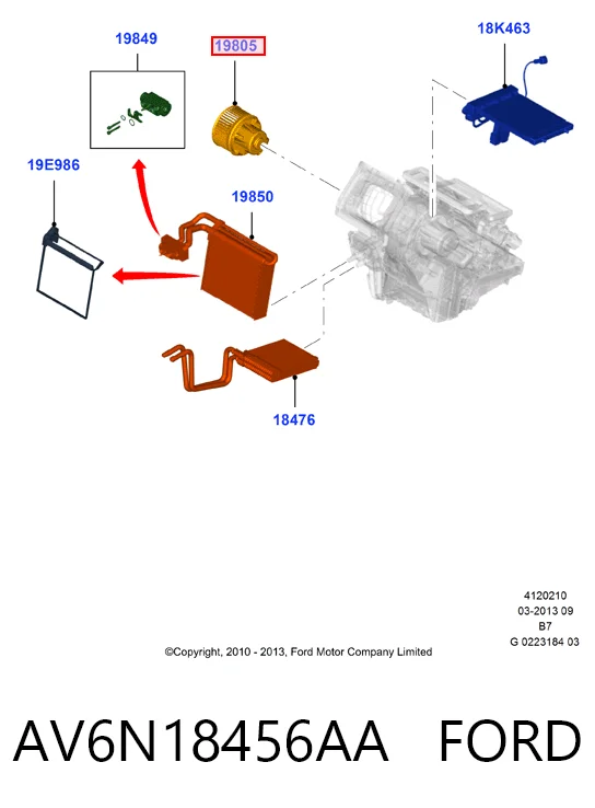AV6N18456AA Ford Motor de ventilador de forno (de aquecedor de salão)