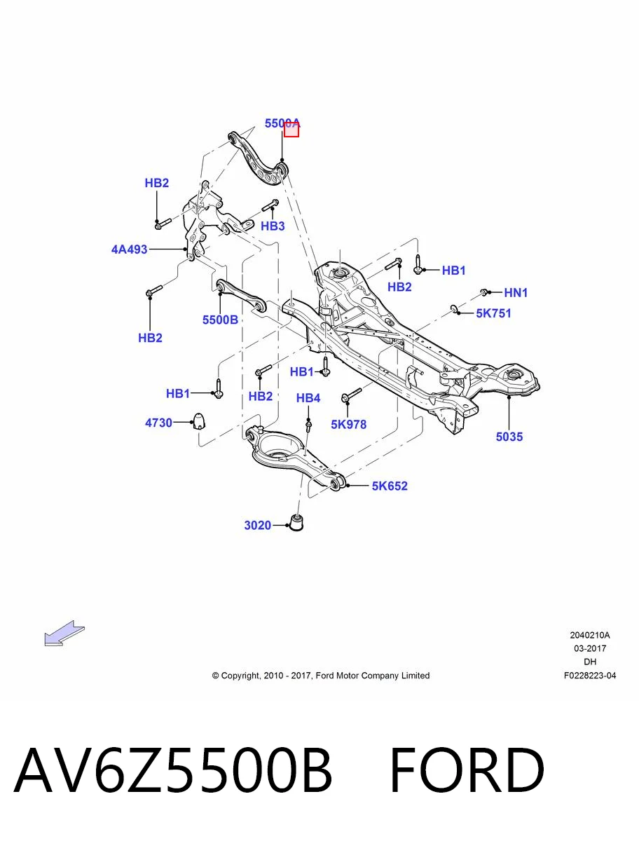 AV6Z5500B Ford Braço oscilante superior esquerdo/direito de suspensão traseira