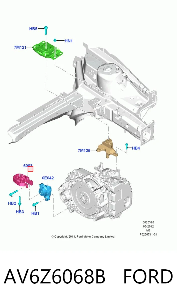 AV6Z6068B Ford Coxim (suporte) traseiro de motor