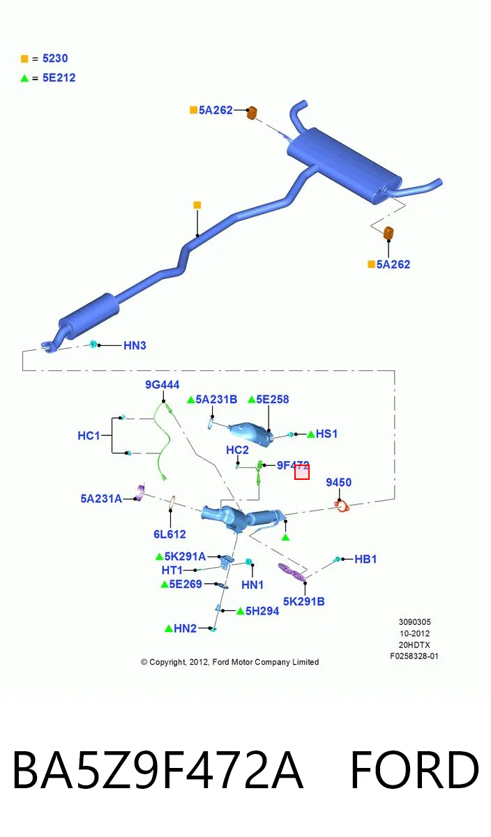 BA5Z9F472A Ford Sonda lambda, sensor de oxigênio até o catalisador