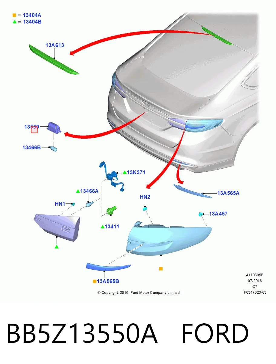 BB5Z13550A Ford Lanterna da luz de fundo de matrícula traseira