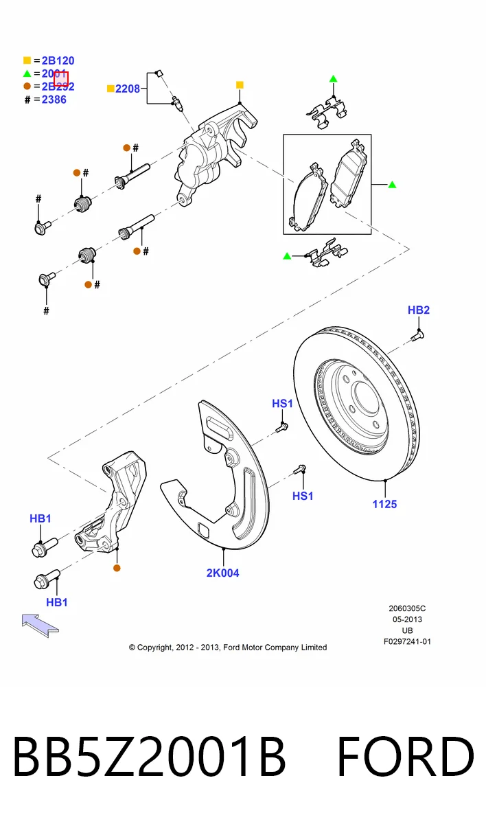 BB5Z2001B Ford Sapatas do freio dianteiras de disco
