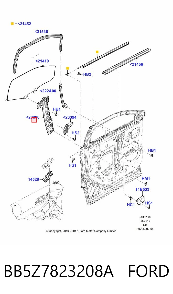 Mecanismo de acionamento de vidro da porta dianteira direita para Ford Explorer  U5