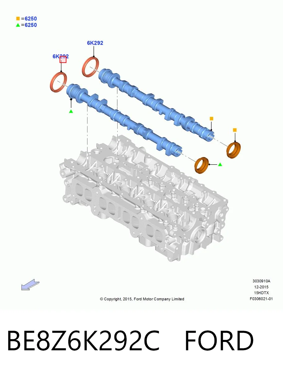 BE8Z6K292C Ford Vedação dianteira da árvore distribuidora de motor