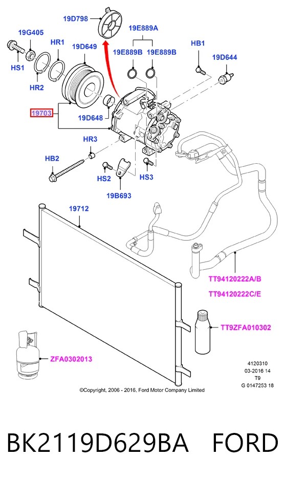 BK2119D629BA Ford Compressor de aparelho de ar condicionado