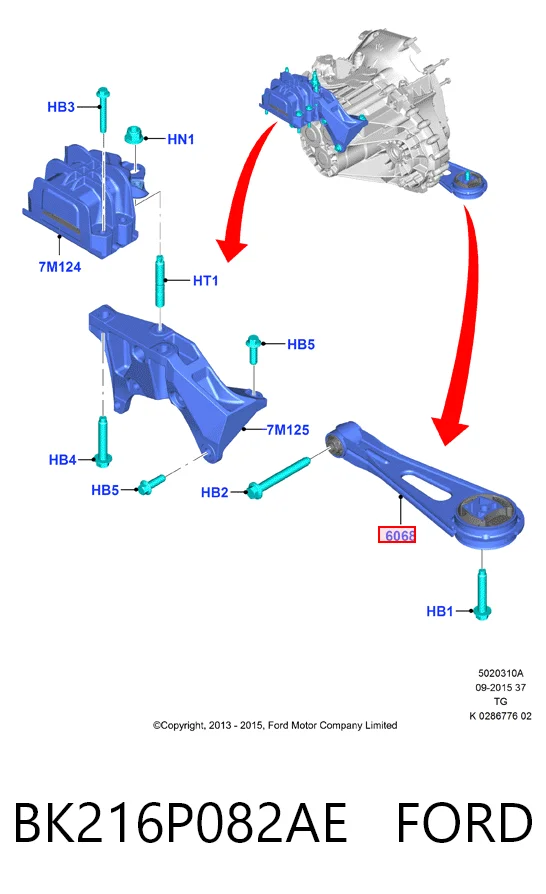 BK216P082AE Ford Coxim (suporte) traseiro de motor