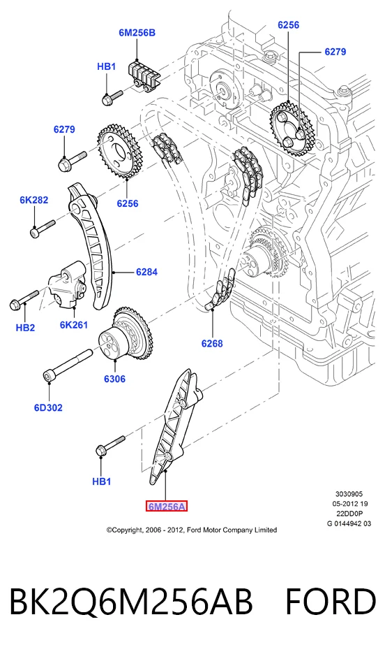 Compre Amortecedor de cadeia do mecanismo de distribuição de gás, direito Ford Transit 6