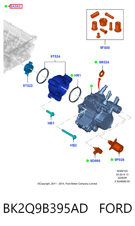 BK2Q9B395AD Ford Bomba de combustível de pressão alta