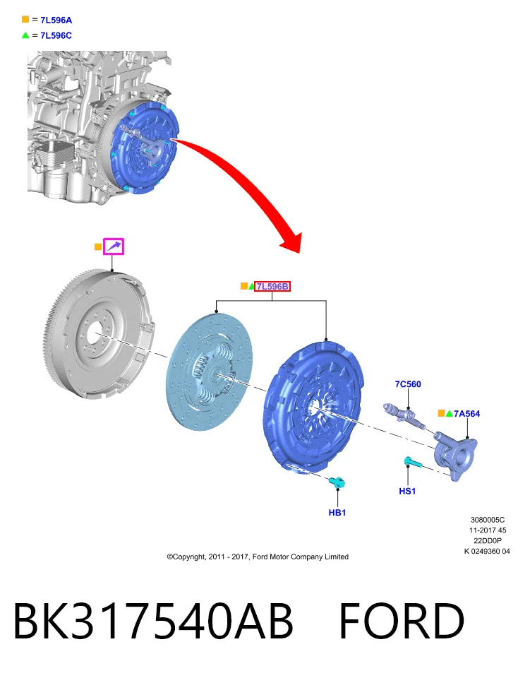 BK317540AB Ford Kit de embraiagem (3 peças)