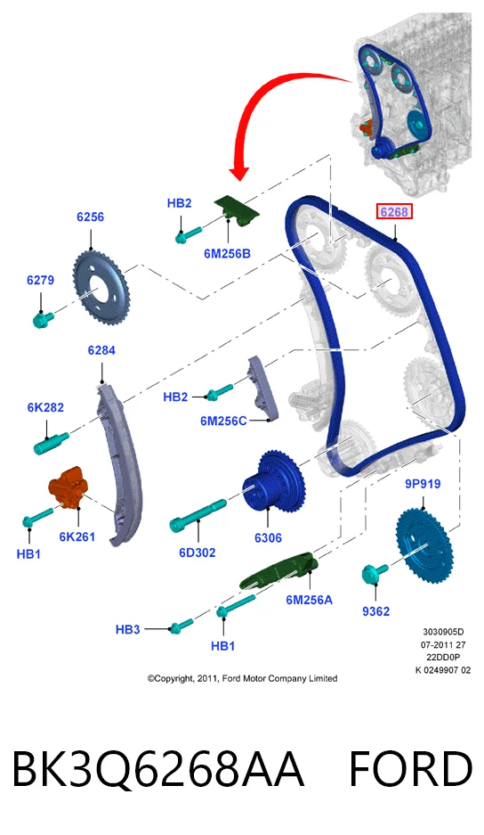 Compre Cadeia do mecanismo de distribuição de gás Ford Transit 6