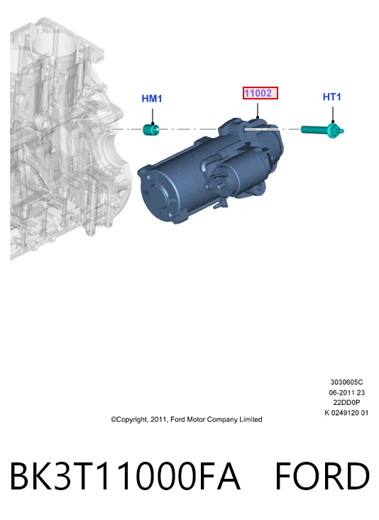BK3T11000FA Ford Motor de arranco