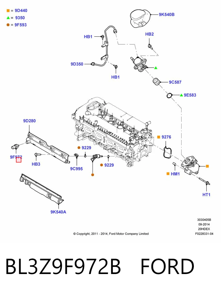 BL3Z9F972B Ford Sensor de pressão de combustível