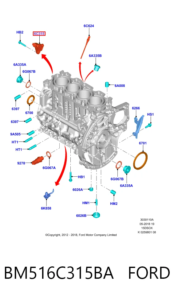 BM516C315BA Ford Sensor de posição (de revoluções) de cambota