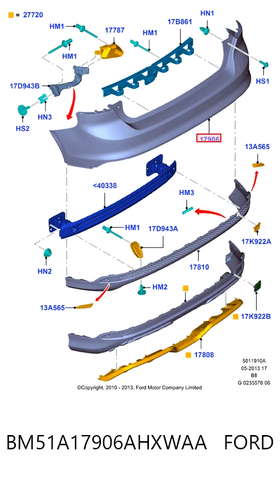  Pára-choque traseiro Ford Focus III hatchback (CB8) (2010 - 2020) III