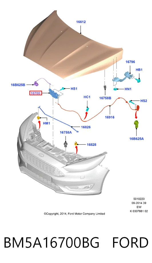 BM5A16700BG Ford Fecho da capota