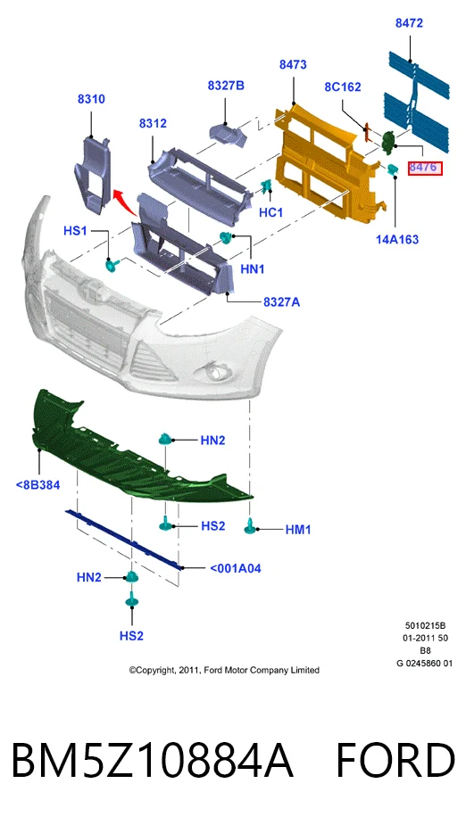 BM5Z10884A Ford Acionamento (motor) de perciana do radiador