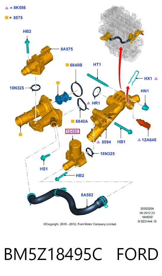BM5Z18495C Ford Válvula de forno (de aquecedor)