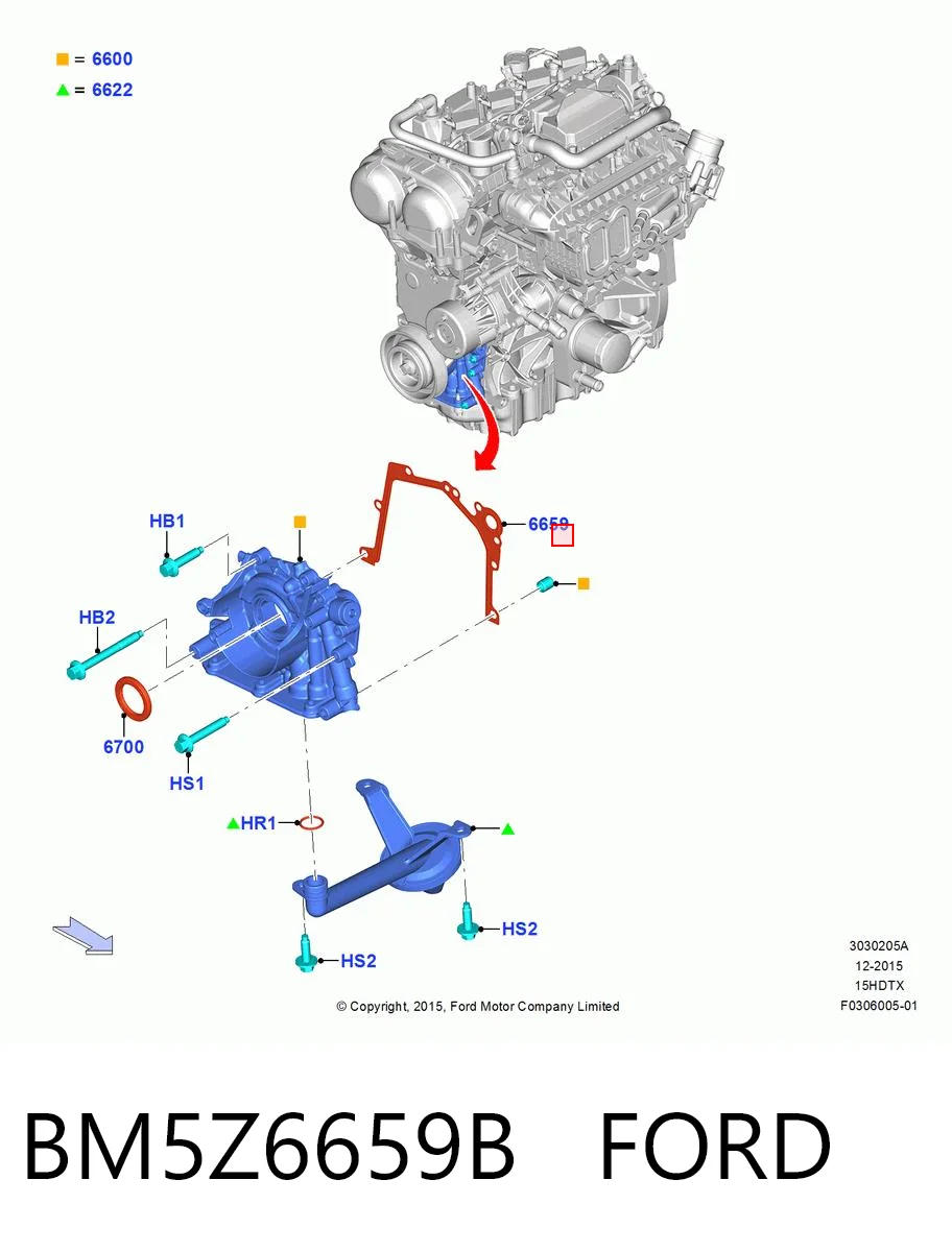 BM5Z6659B Ford Vedante de bomba de óleo