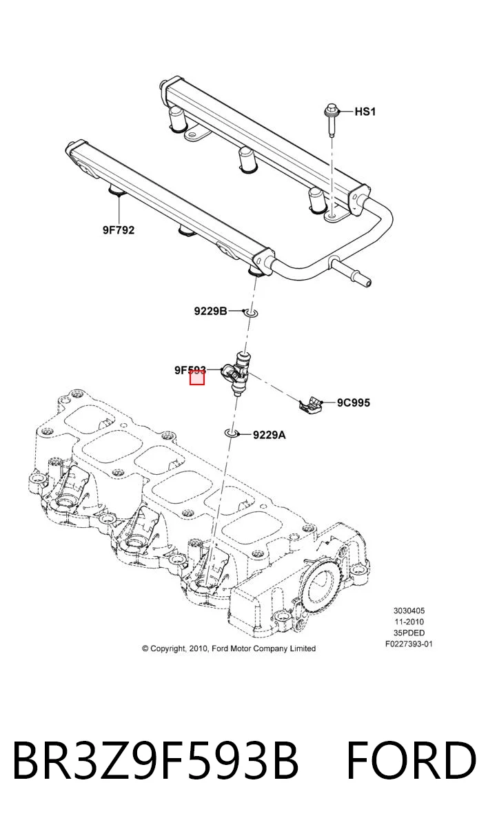 BR3Z9F593B Ford Injetor de injeção de combustível