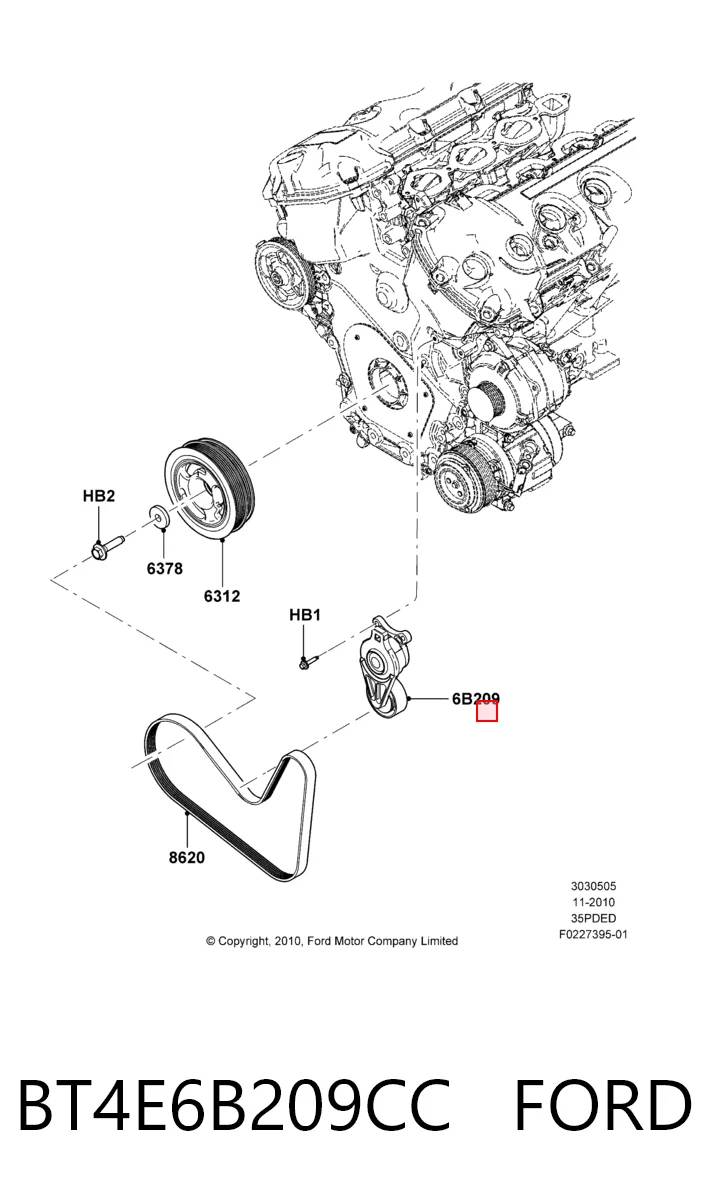 BT4E6B209CC Ford Reguladora de tensão da correia de transmissão