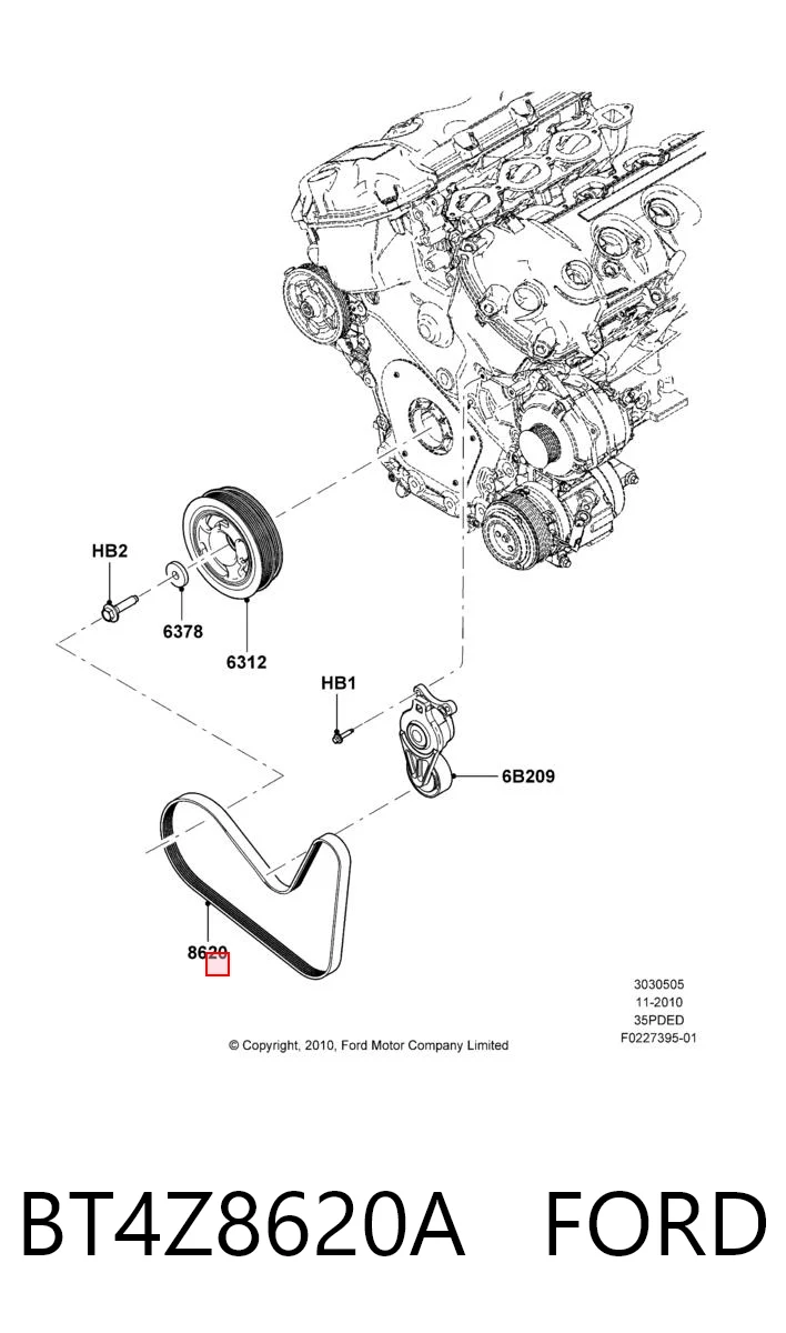 BT4Z8620A Ford Correia dos conjuntos de transmissão