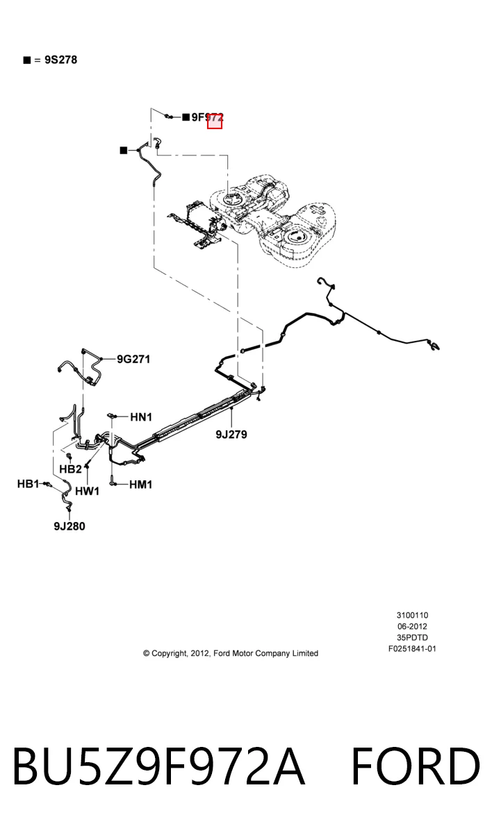 BU5Z9F972A Ford Sensor de pressão de combustível