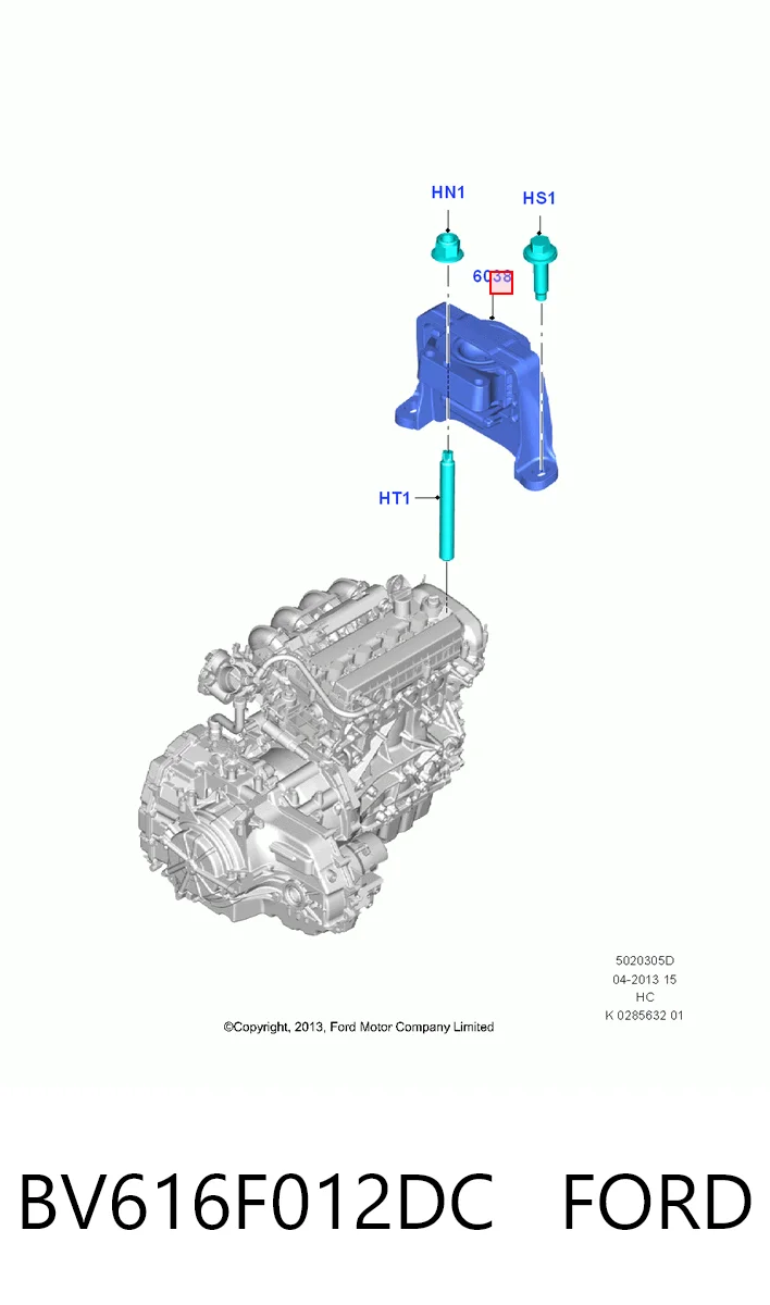 BV616F012DC Ford Coxim (suporte) direito de motor