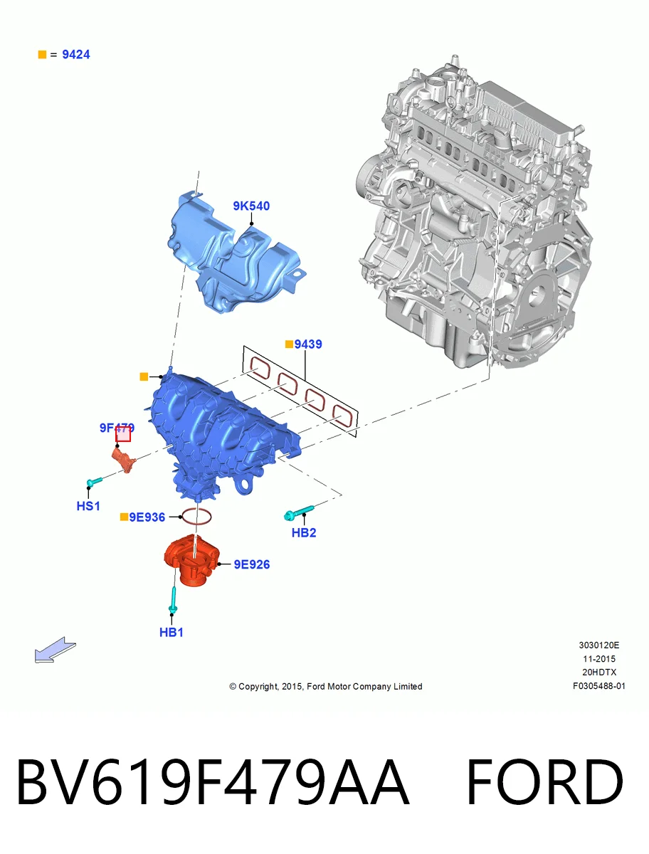 BV619F479AA Ford Sensor de pressão no coletor de admissão, MAP
