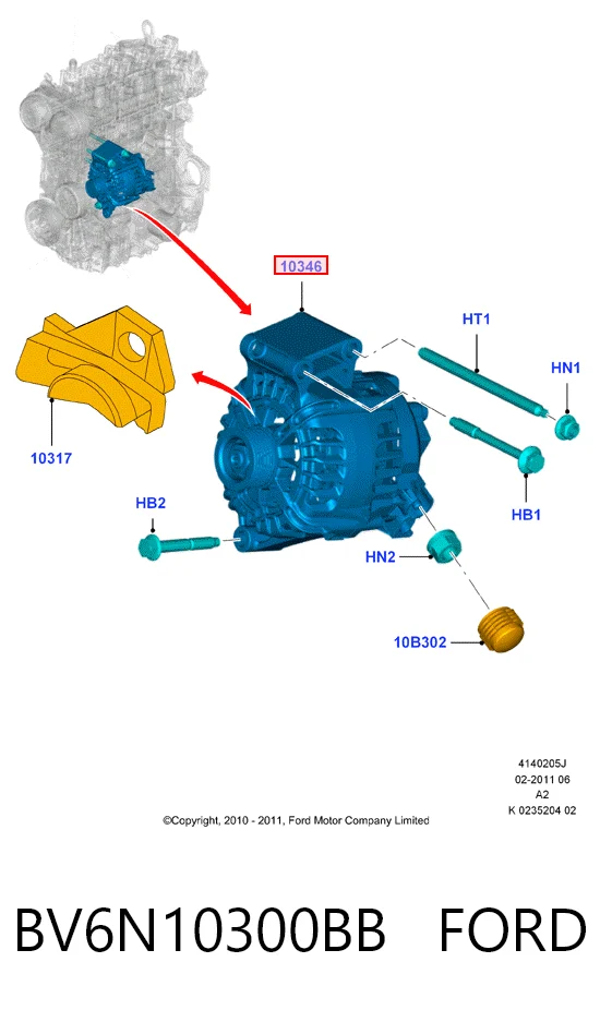 BV6N10300BB Ford Gerador