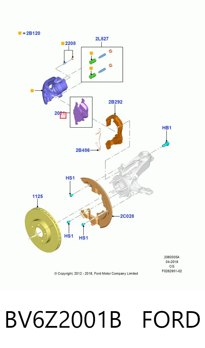 BV6Z2001B Ford Sapatas do freio dianteiras de disco