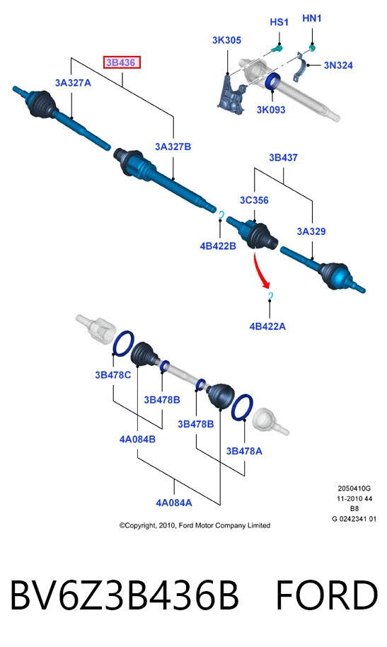 BV6Z3B436B Ford Junta homocinética interna dianteira direita
