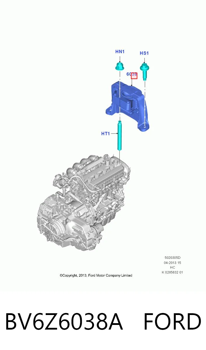 BV6Z6038A Ford Coxim (suporte) direito de motor