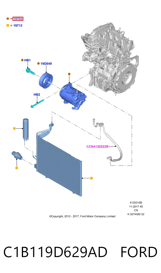 C1B119D629AD Ford Compressor de aparelho de ar condicionado