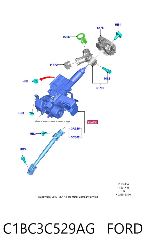 Coluna da direção Ford Fiesta Mk6 CB1