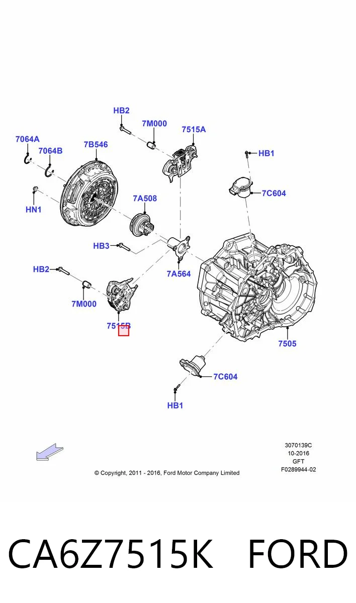 CA6Z7515K Ford Forquilha de embraiagem