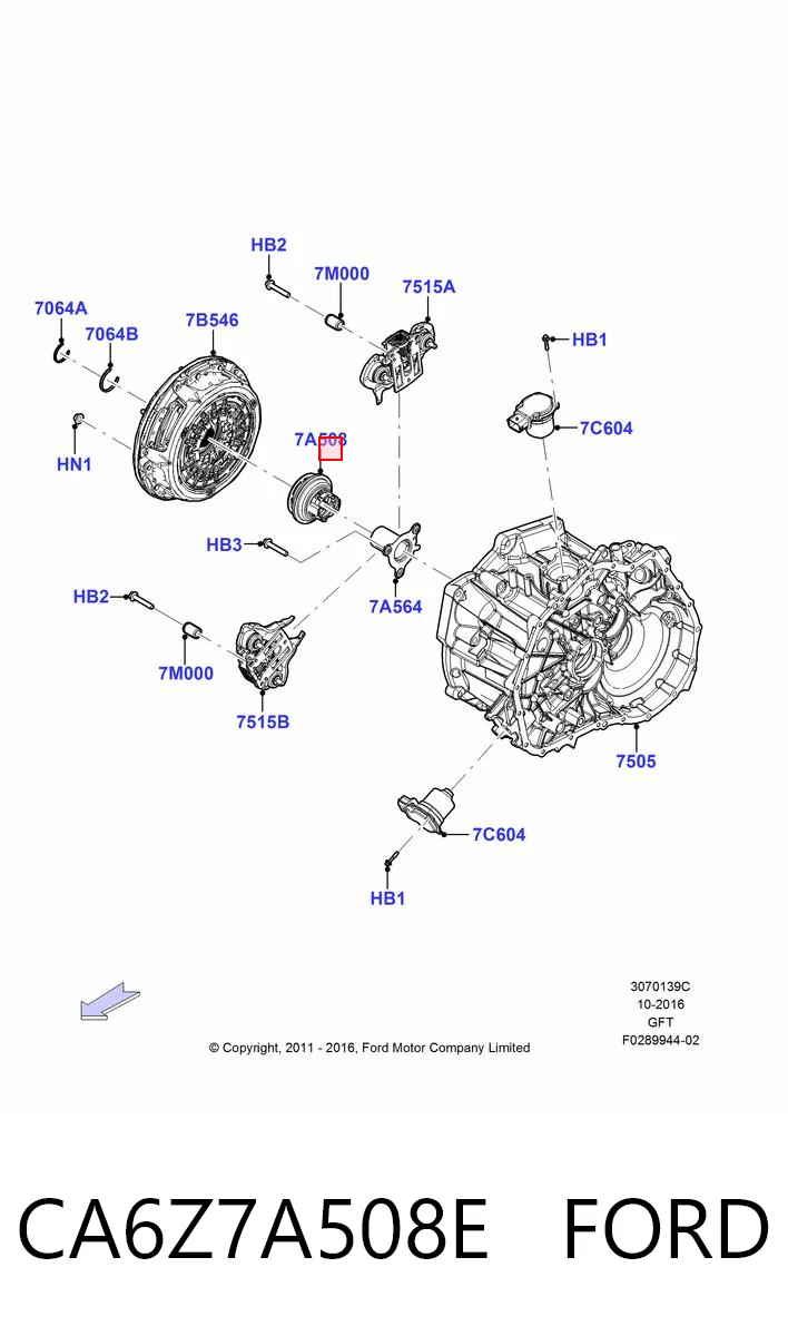 CA6Z7A508E Ford Rolamento de liberação de embraiagem