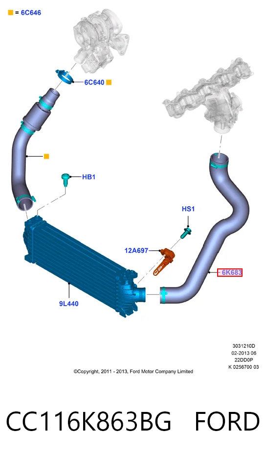 CC116K863BG Ford Mangueira (cano derivado) de intercooler
