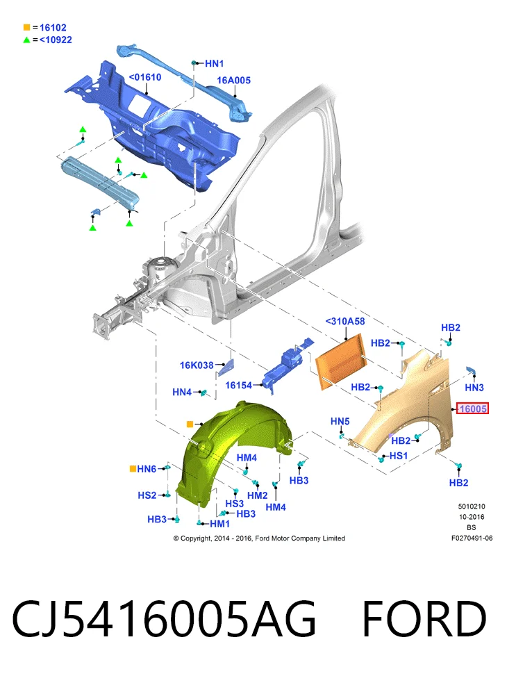 Pára-lama dianteiro direito Ford Kuga II CBS