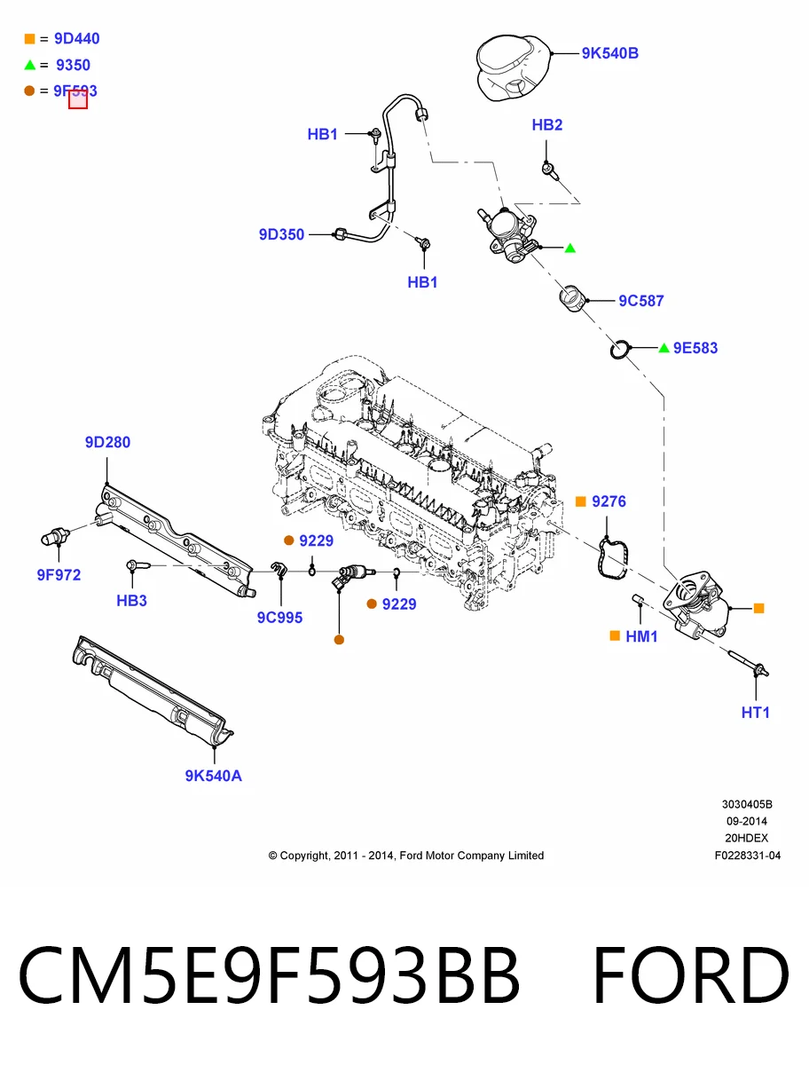 CM5E9F593BB Ford Injetor de injeção de combustível