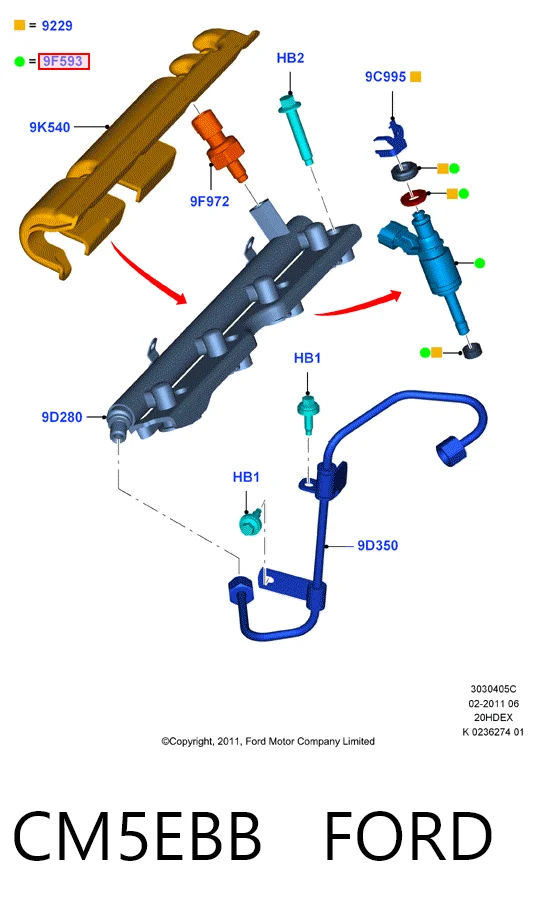 CM5EBB Ford Injetor de injeção de combustível
